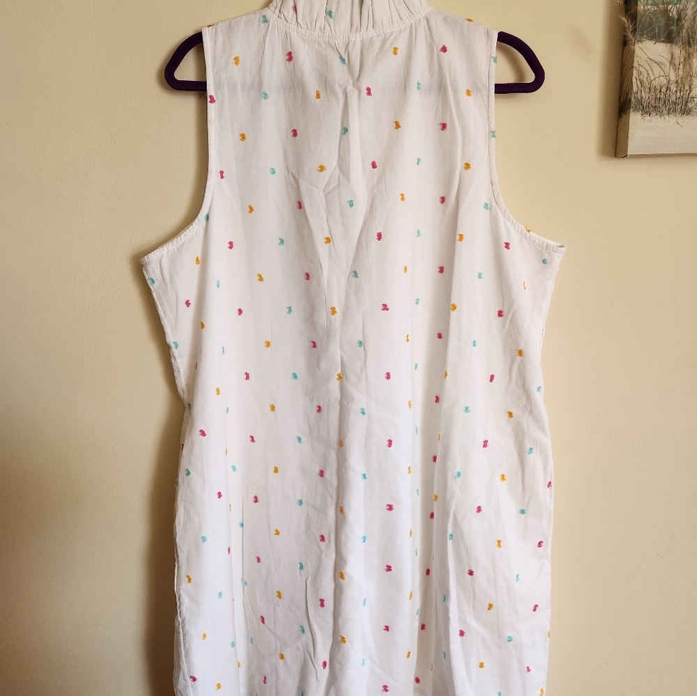 Crown And Ivy Sleeveless Midi Dress White Colored Frayed Dots XXL NWT - Picture 10 of 10